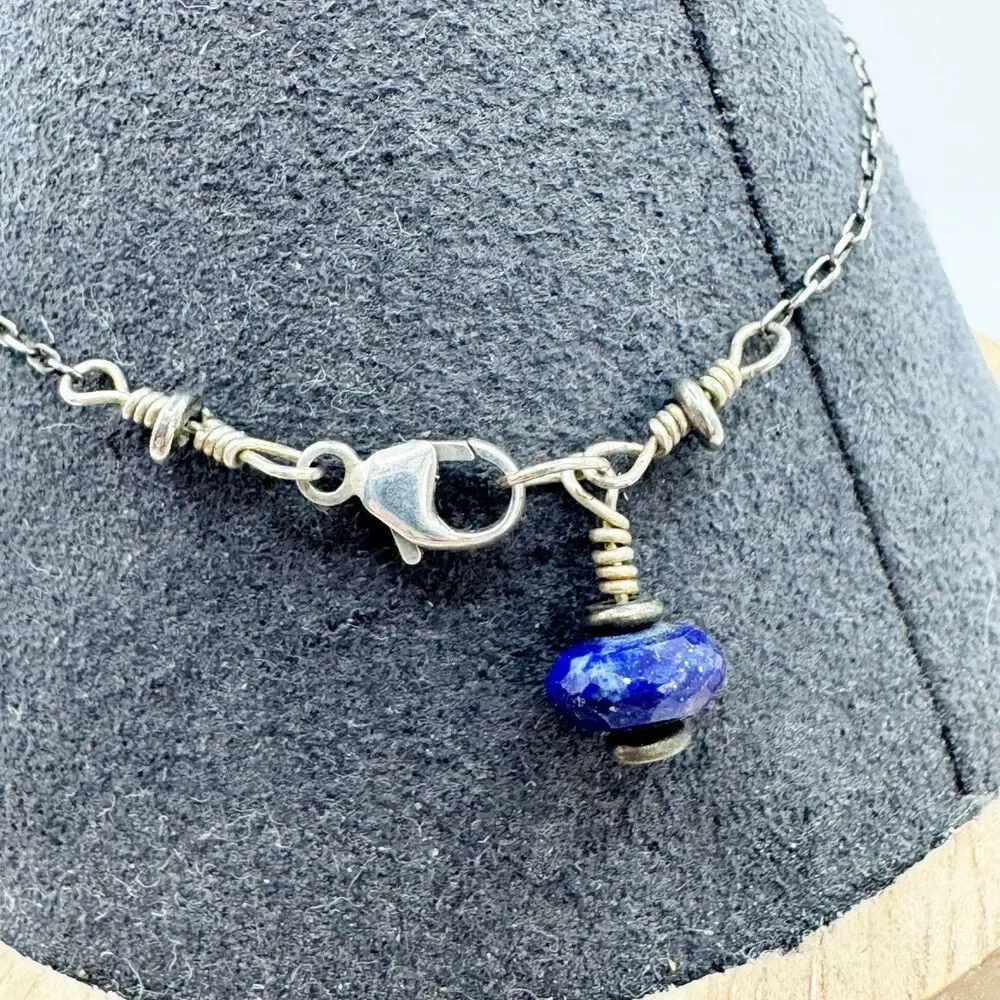 Sterling Silver Infinity Everlasting Friendship Knot Symbol Bracelet Sodalite 7”